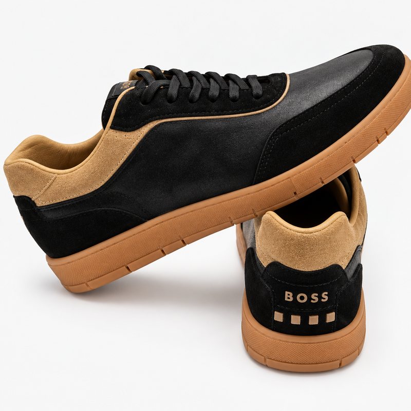 Hugo Boss – Sneakers noir et camel (P.44)