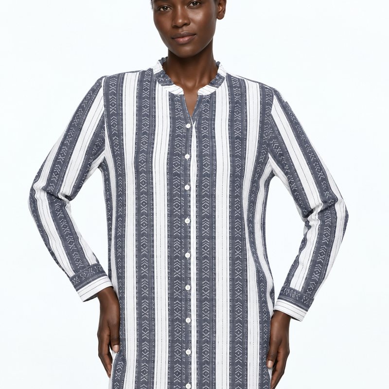 Zara – Chemisier rayé à motif bleu (XL)