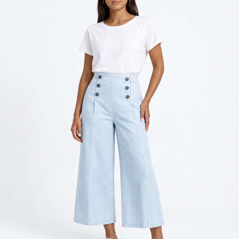 Loft – Pantalon patte d'éléphant bleu ciel (M)