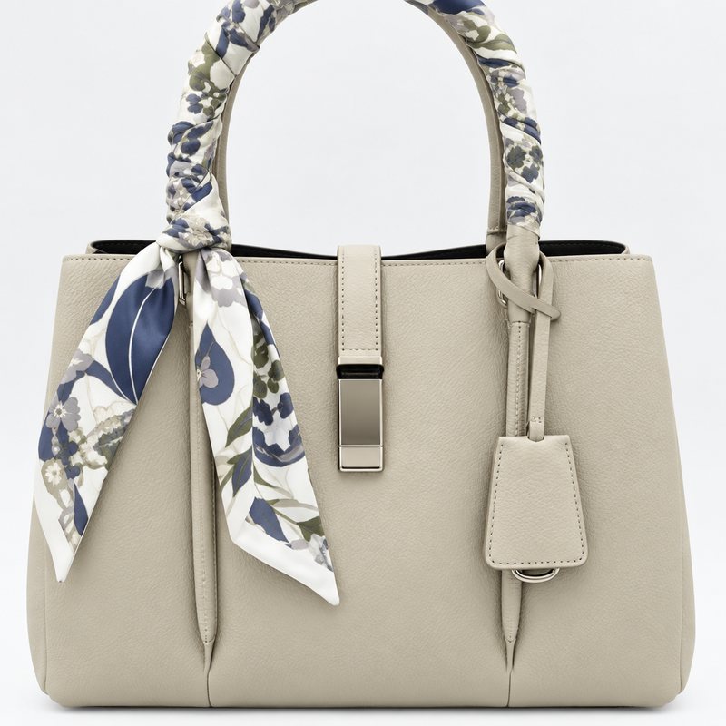 Sac besace beige à foulard