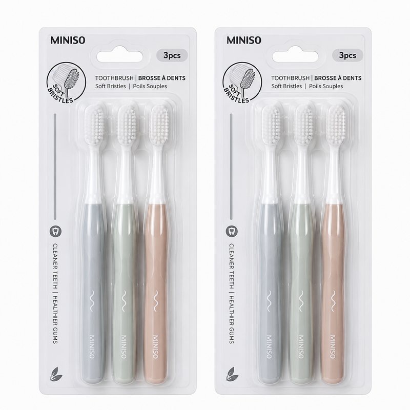 Miniso – Lot de 3 brosses à dents poils souples