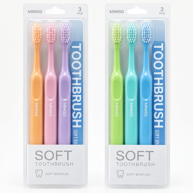 Miniso – Lot de 3 brosses à dents souples