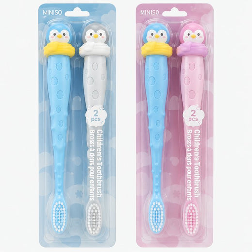 Miniso – Lot de 2 brosses à dents enfants pingouin
