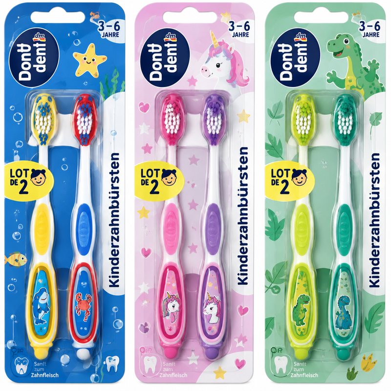 Dontodent – Brosses à dents enfants 3 à 6 ans, lot de 2