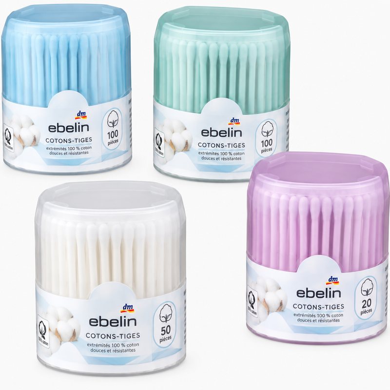 Ebelin – Cotons-tiges, boîte de 100, 50 ou 20