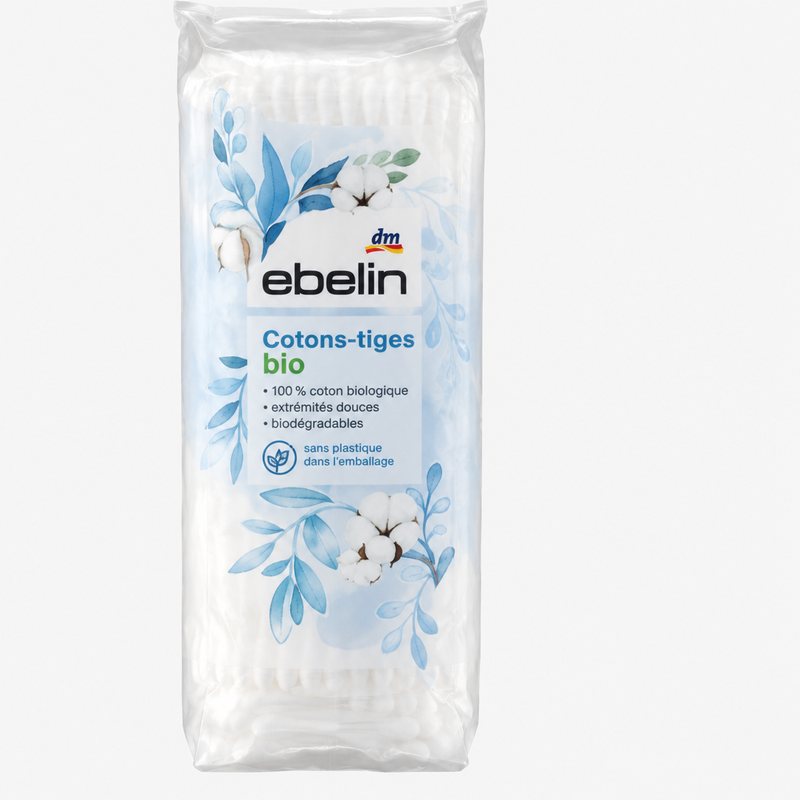 Ebelin – Cotons-tiges bio (50 pièces)