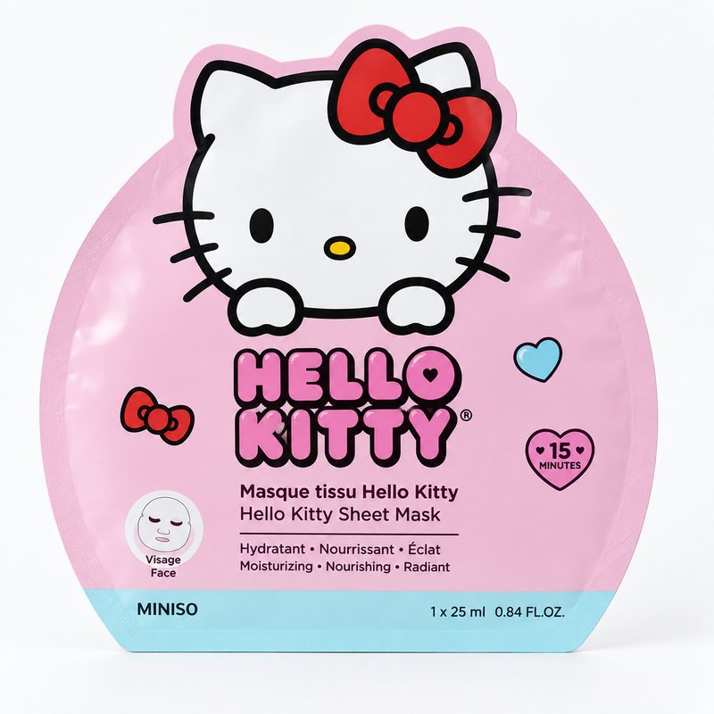 Miniso – Masque tissu Hello Kitty rose (25 g)