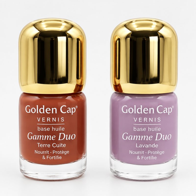 Golden Cap – Vernis base huile duo terre cuite et lavande