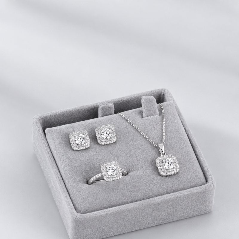 Ensemble solitaire Carré scintillant
