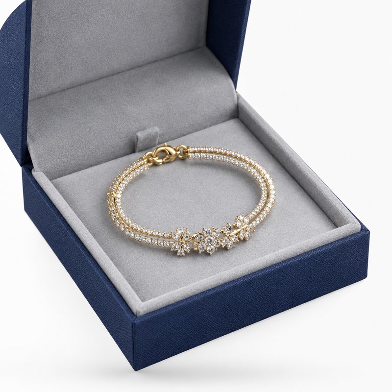 Bracelet doré Double ligne scintillante