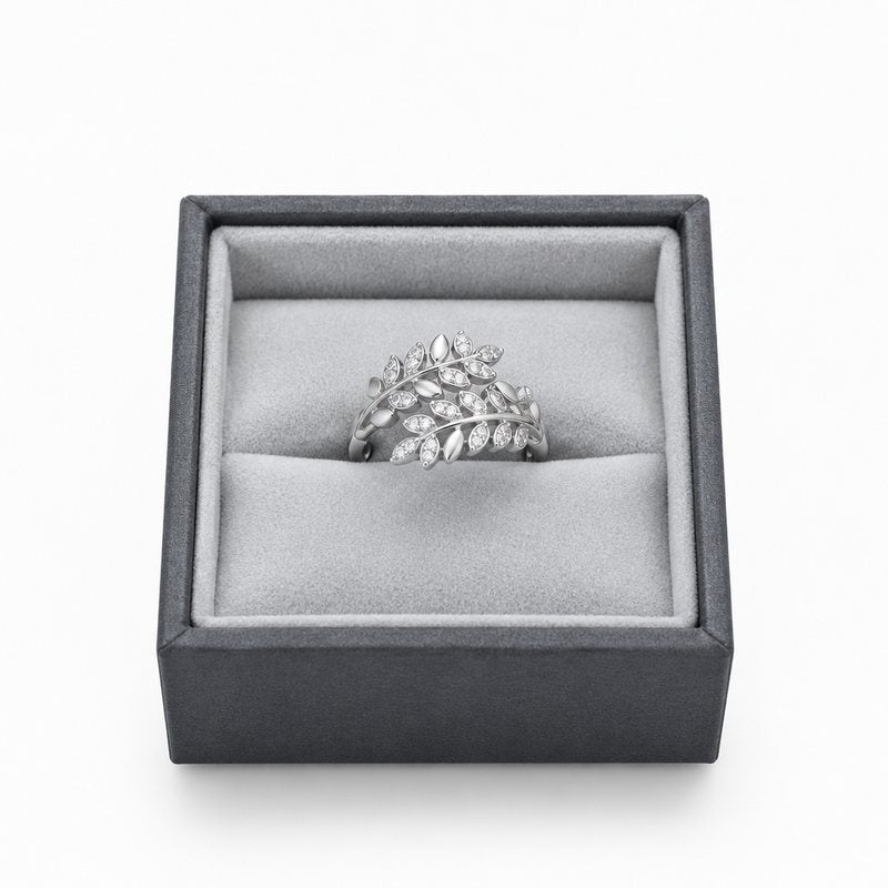 Bague argentée Feuillage lumineux