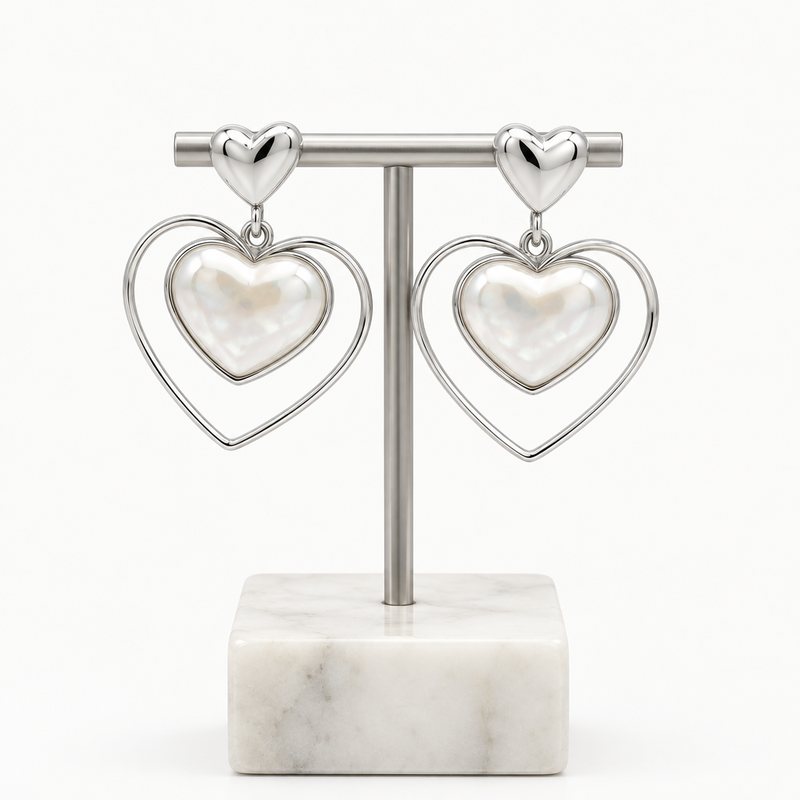 Boucles Cœurs amoureux nacrés